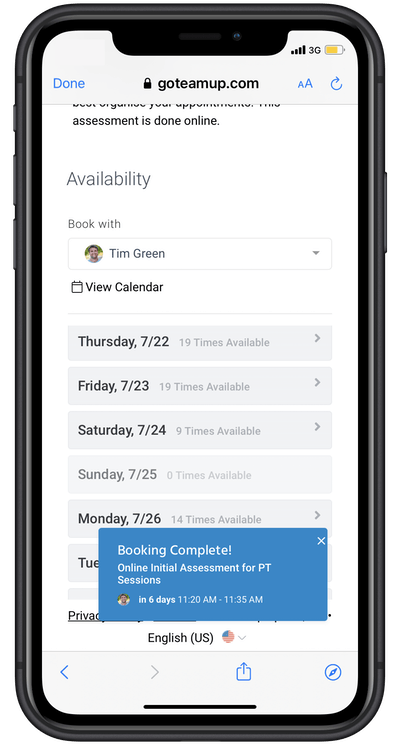 booking confirmation
