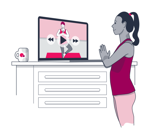 A graphic of a member using the on-demand feature in TeamUp