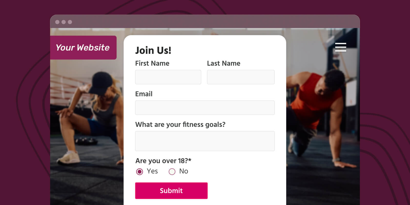 Example lead capture on a gym's website.